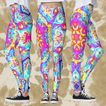 Legging Psicodélico Flor, Flor, Azul, Rosa e Amarelo<br><div class="desc">Este design psíquico caleidoscópio apresenta azul,  rosa e amarelo. Visuais vibrantes e triviais para o hippie moderno ou qualquer um que ama cores brilhantes e fundas!</div>