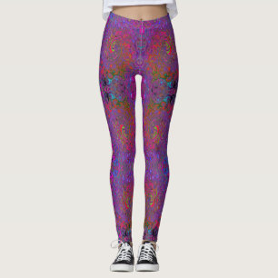 Legging Psicodélico Groovy Magenta Retro Líquido