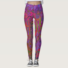 Legging Psicodélico Groovy Magenta Retro Líquido