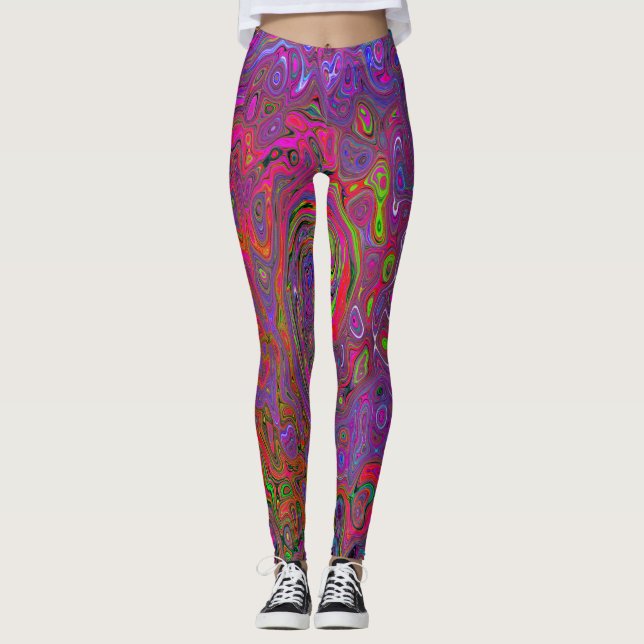 Legging Psicodélico Groovy Magenta Retro Líquido (Frente)