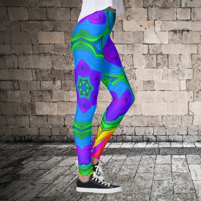 Legging Psicodélico Hippie Flor Arco-Íris (Criador carregado)