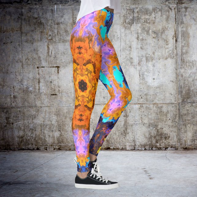 Legging Psicodélico Hippie Laranja Azul e Amarelo (Criador carregado)