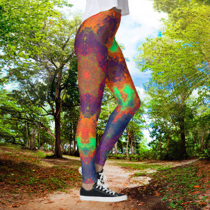 Legging Psicodélico Hippie Orange, Verde e Azul.