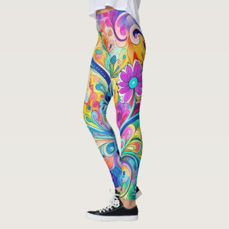 Legging Psicodélico Hippy Retro dos anos 70 e 60