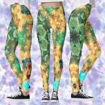 Legging Psicodélico Mandala Flor Verde e Amarelo<br><div class="desc">Este design psíquico caleidoscópio apresenta verde e amarelo. Visuais vibrantes e triviais para o hippie moderno ou qualquer um que ama cores brilhantes e fundas!</div>