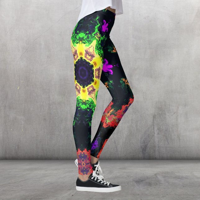 Legging Psicodélico Mandala Flor Verde Roxo e Amarelo (Criador carregado)