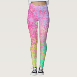 Legging Psicodélico Morango Rosa Neon Pastel Abstrato