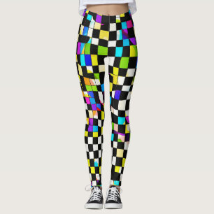 Legging "Psychedelic Checkmate: Pernas com Controlo de Tri