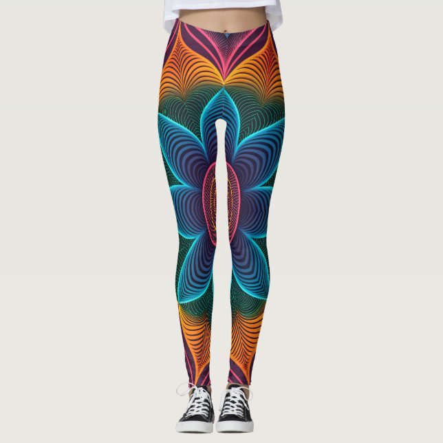 Legging Psychedelic Ripple Illusion | Seamless 3D Neon  (Frente)