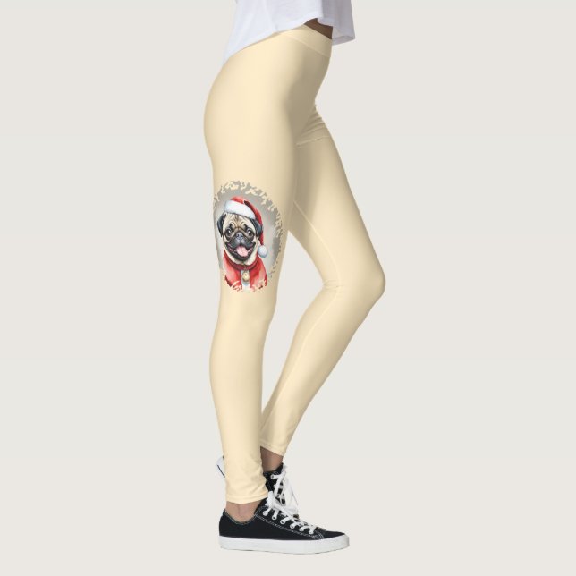 Legging Pug com roupa de Papai Noel - Natal 1 (Direita)
