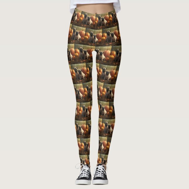 Legging Pug Puppy Autumn Delight Pumpkin (Frente)
