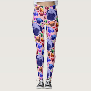 Legging Pug Puppy Dog Love Heart Pattern