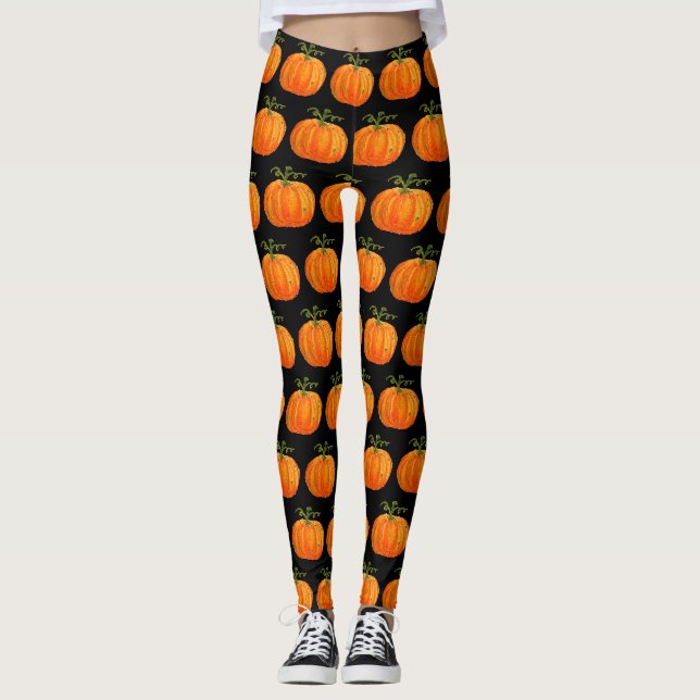 Legging Pumpkin Assustado Padrão Bonito das Halloween Qued (Frente)
