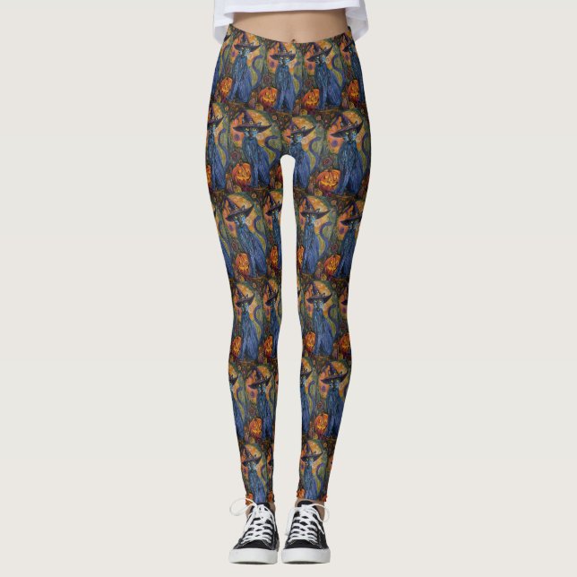 Legging Pumpkin de bruxa-de-bruxa-bruxa-azul-russa (Frente)
