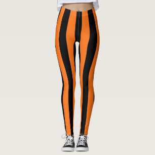 Legging Pumpkin e Black Large Size Vertical Stripes