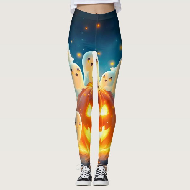 Legging Pumpkin Glow Party Watercolor (Frente)