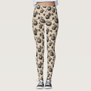 Legging Pumpkin Vintage e Padrão de Engrenagem da Vinha (2
