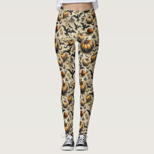 Legging Pumpkins, Crows e Bats Halloween Padrão (2)