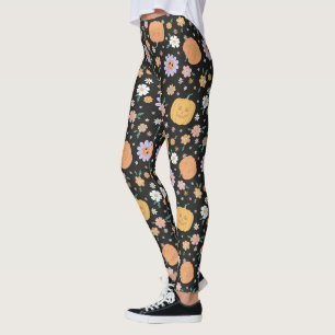 Legging Pumpkins e Flores do Halloween Retro