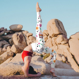 Legging "Puramente Leitura: Padrão de Jardim Gato Kawaii"