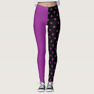 Legging Purple and black polka dots different