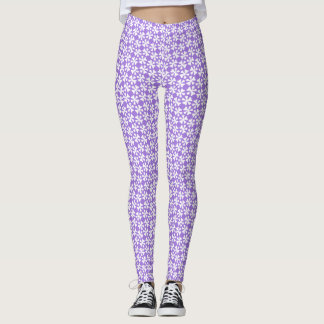 Legging Purple and White Modern Geometric Floral Pattern