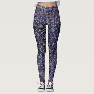 Legging Purple blue sequins   sparkle pattern  