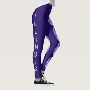 Legging Púrpura do Estado do Illinois Flor Blue Violet Leg