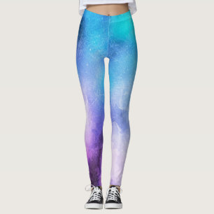Legging Púrpura e Blues coloridos em aquarela crocante