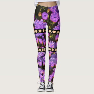 Legging Púrpura ilusão Floral Pernas de Corte