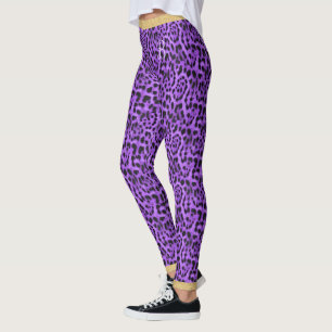 Legging Púrpura Jaguar Impressão com Lágrimas Douradas