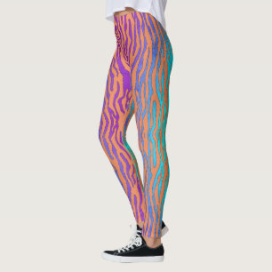 Legging Púrpura laranja e zebra verde