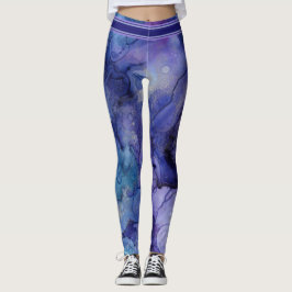 Legging Púrpura, Lavanda, Azul e Aqua Watercolor