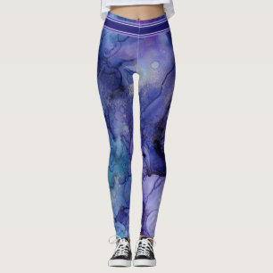 Legging Púrpura, Lavanda, Azul e Aqua Watercolor
