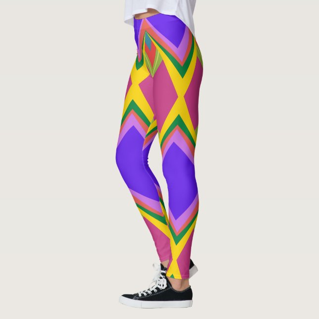 Legging Púrpura rosa e abstrato amarelo (Esquerda)