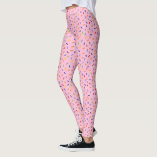 Legging Purpurina Arco-íris Confete Colorido Rosa Claro