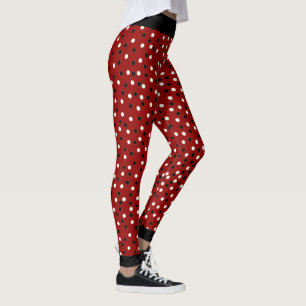 Legging Puxão preto & branco vermelho caneleiras de um