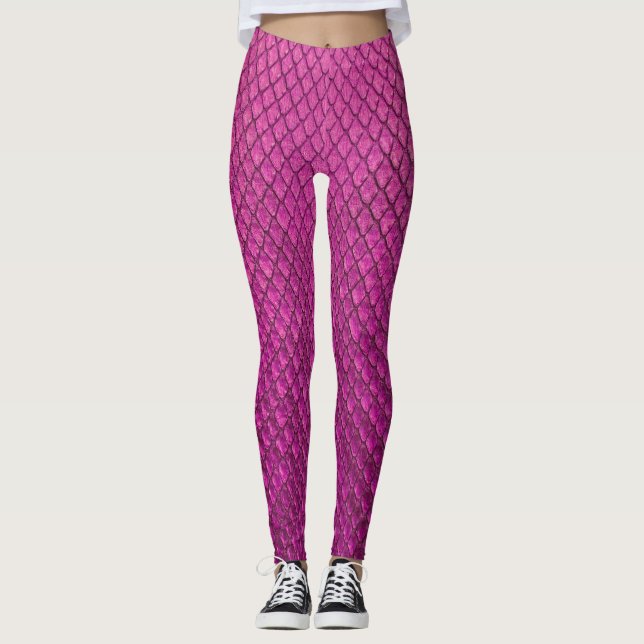 Legging Python Rosa: Textura Da Pele De Cobra. (Frente)