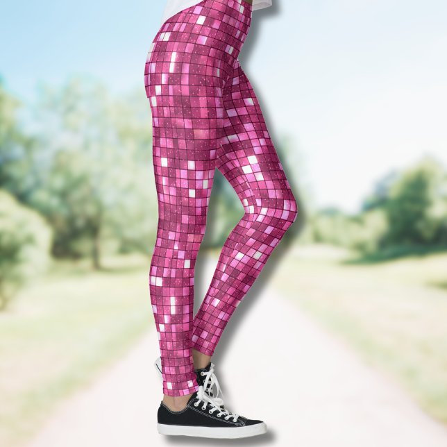 Legging Quadrado de Estilo Disco Rosa Quente da Moda no Di (Criador carregado)