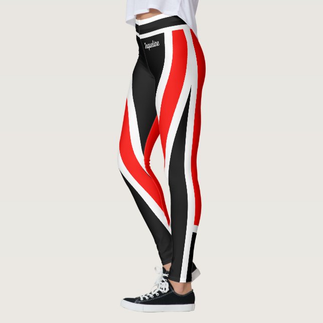 Legging Quadrado preto branco vermelho (Esquerda)