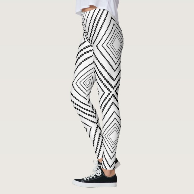 Legging Quadrados Abstrato brancos e pretos (Esquerda)