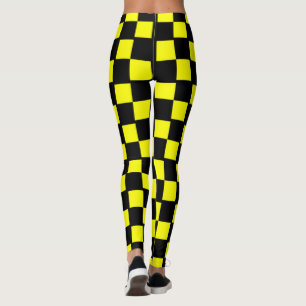 Legging Quadrados amarelos e pretos do tabuleiro de damas