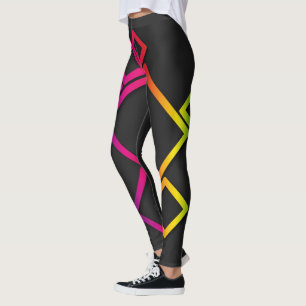 Legging Quadrados coloridos incríveis em preto nº 1