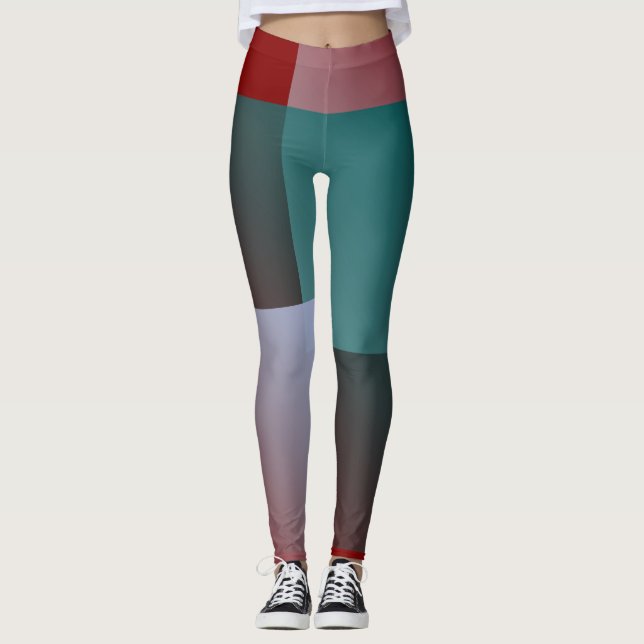 Legging quadrados de louro de cinza (Frente)