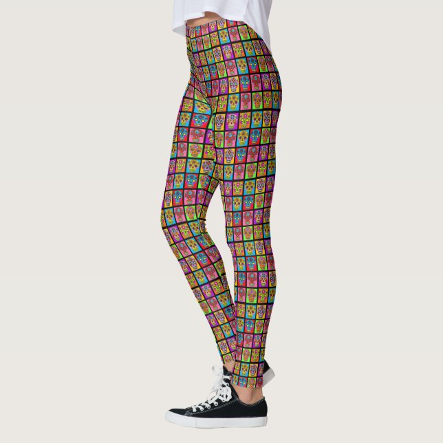 Legging Quadrados do crânio do Açúcar (Esquerda)
