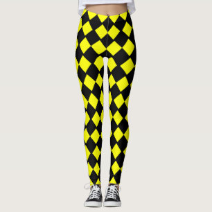 Legging Quadrados do Quadro de Verificação Amarelo e Preto