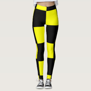 Legging Quadrados do Quadro de Verificação Amarelo e Preto