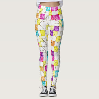 Legging Quadrados, Retângulos, Diamantes Padrão Sem Costur