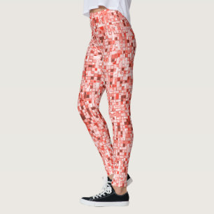 Legging Quadrados sobrepostos, tons de vermelho ou coral