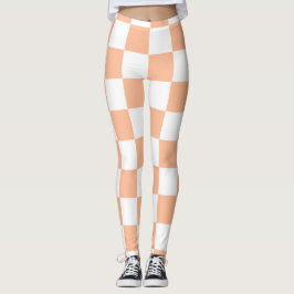 Legging Quadrados xadrez geométricos em rosa e branco retr